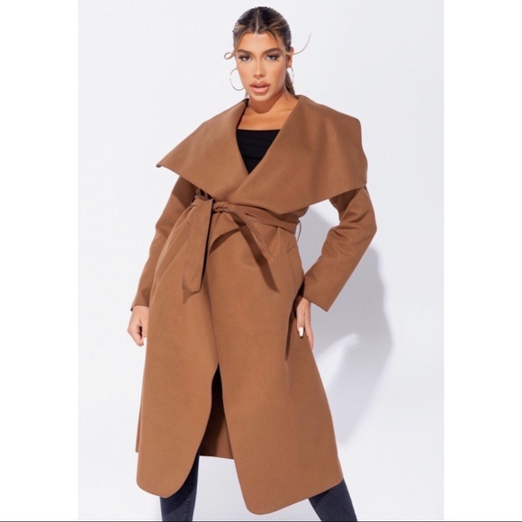 New Arrival!!! Oversized Belted Waterfall Coat - Picture 2 of 10